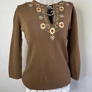 Joseph A Brown Embroidered Top